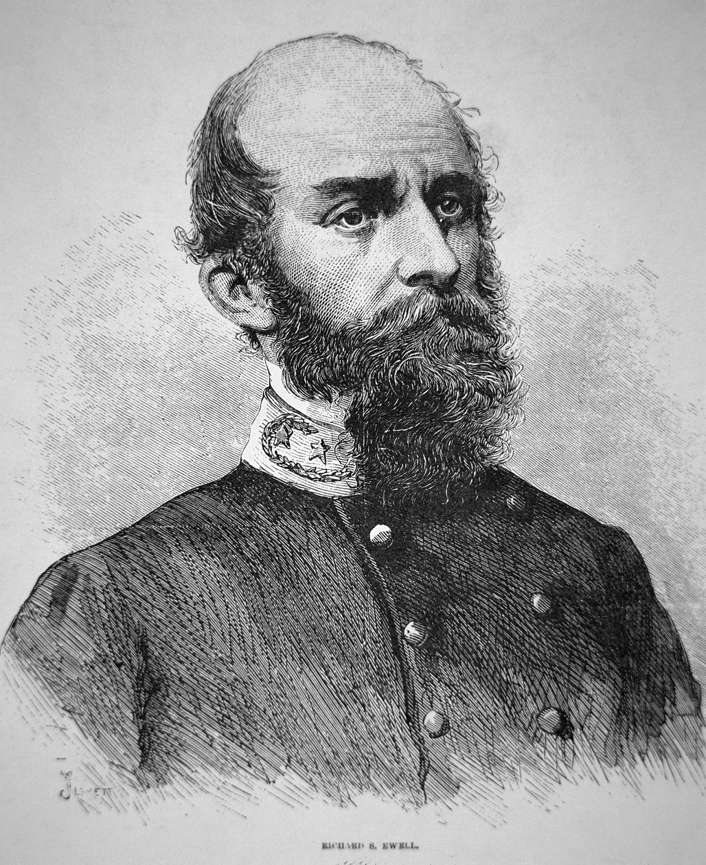Portrett av general Richard S. Ewell (litho) av American School