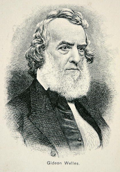 Portrett av Gideon Welles (1802–78), sekretær for den amerikanske marinen under krigen og gjenoppbyggingen (litho) av American School