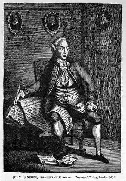 Portrett av John Hancock, fra den upartiske historien, vol. vii, London, pub. 1888 av American School