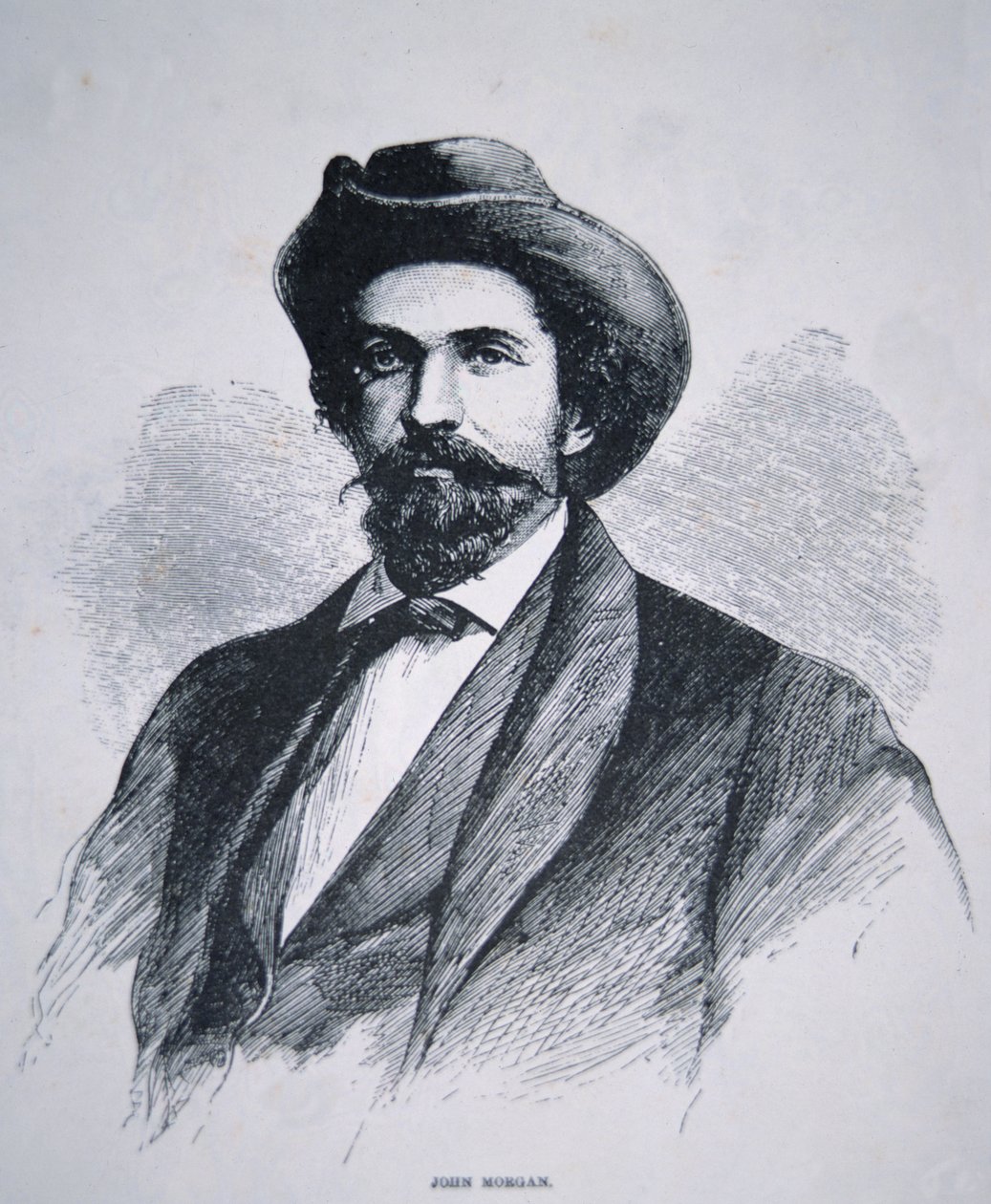 Portrett av John Hunt Morgan (1825-64) (litho) av American School