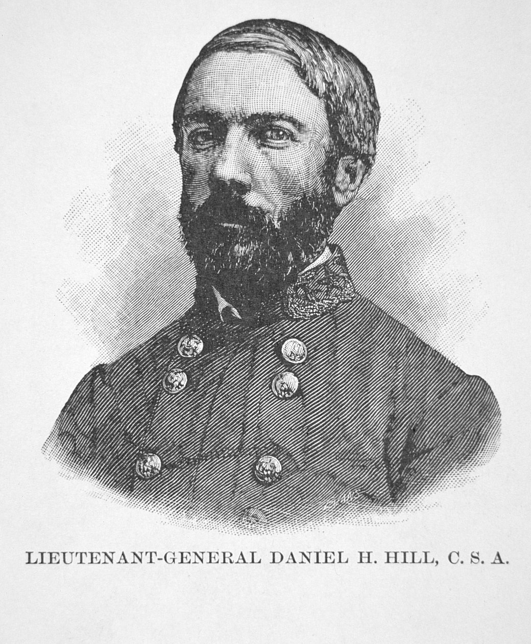 Portrett av generalløytnant Daniel H. Hill (litho) av American School