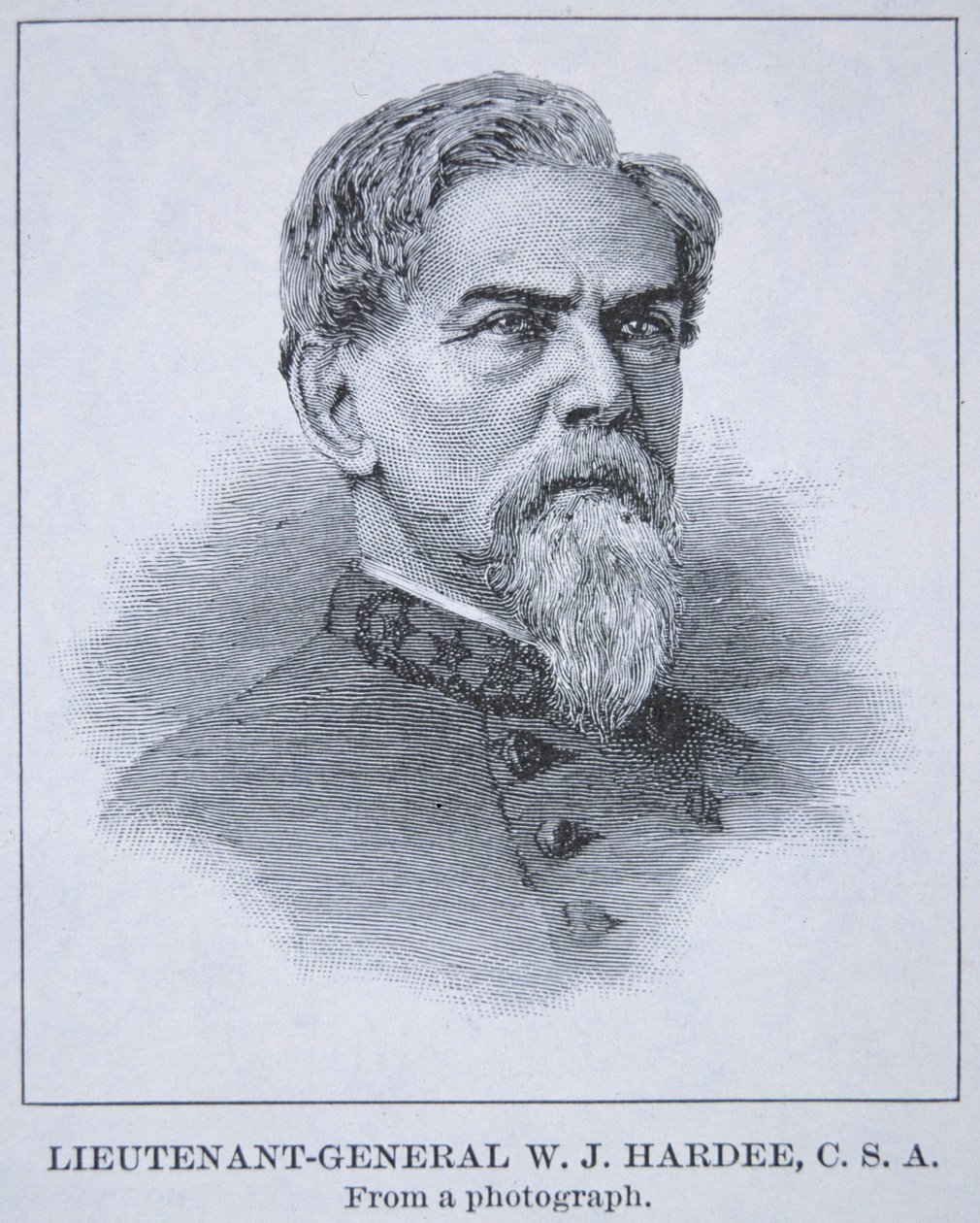 Portrett av generalløytnant W.J. Hardee (1815-73) (litho) av American School