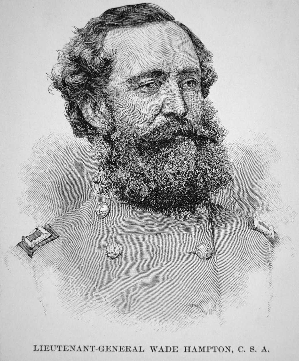Portrett av generalløytnant Wade Hampton (litho) av American School