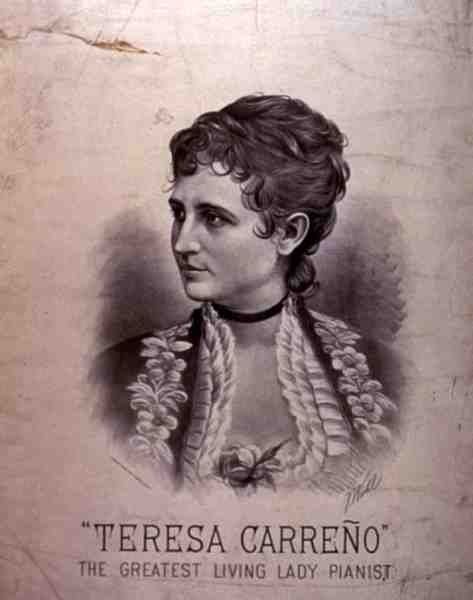 Portrett av Maria Teresa Carreno (1853-1917) (litho) av American School