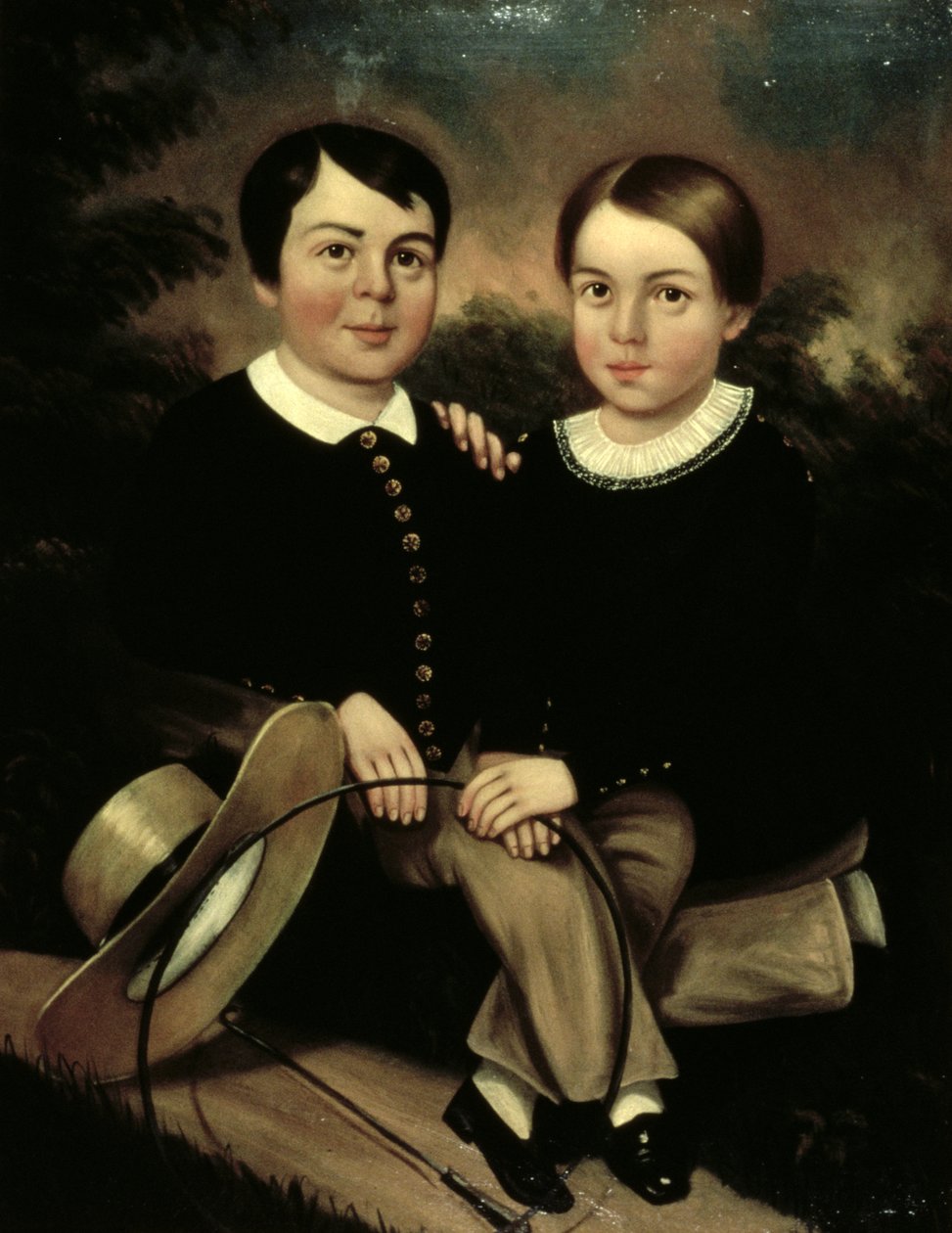 Portrett av to barn av American School
