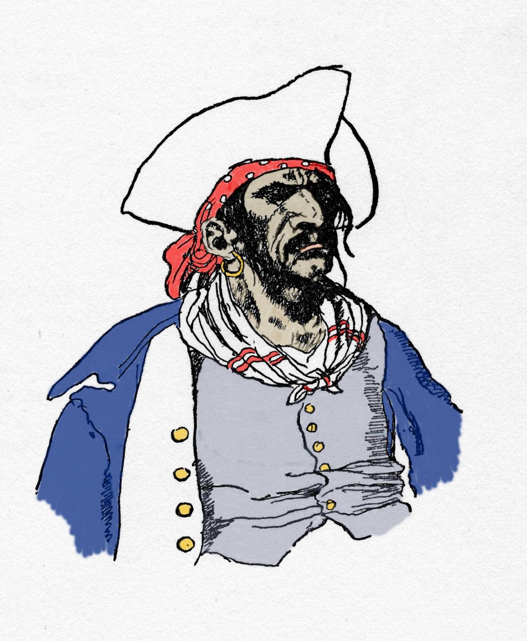 Portrett av en pirat. "" Book of pirates Buccaneers and Marooners of the Spanish Main"" av Howard Pyle (1853 - 1911), amerikansk illustratør. 1887. av American School