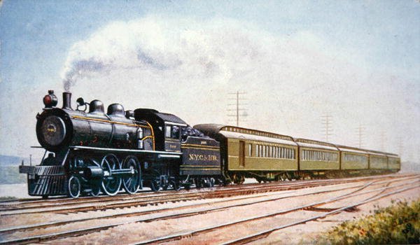 Postkort av Empire State Express nr. 999 fra New York Central & Hudson River Railroad av American School
