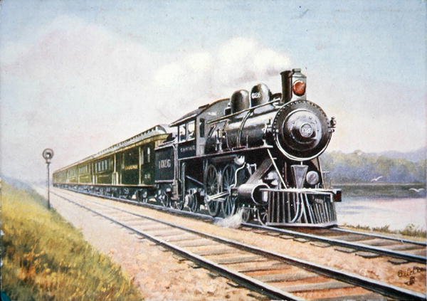 Postkort fra Overland Limited fra Chicago & North Western Railroad av American School