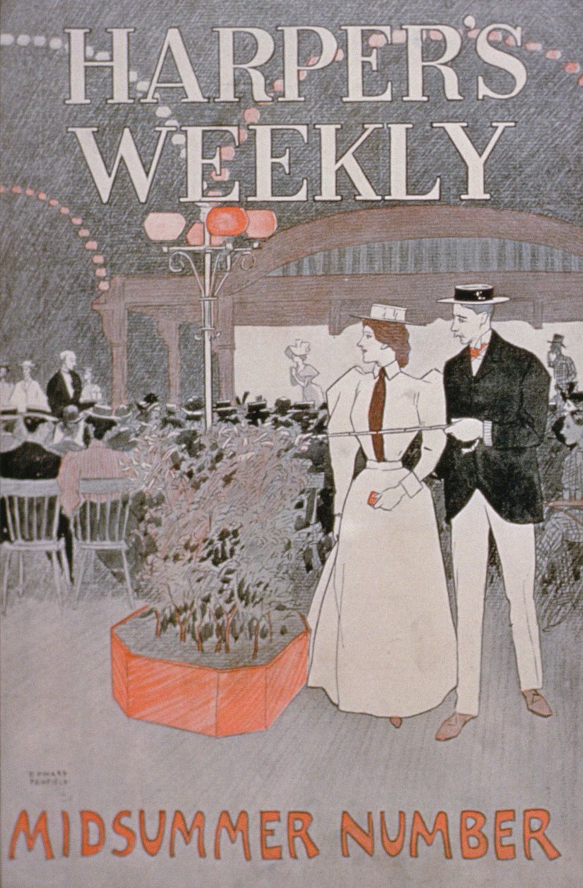 Plakatannonsering Harpers Weekly, Midsummer Number av American School