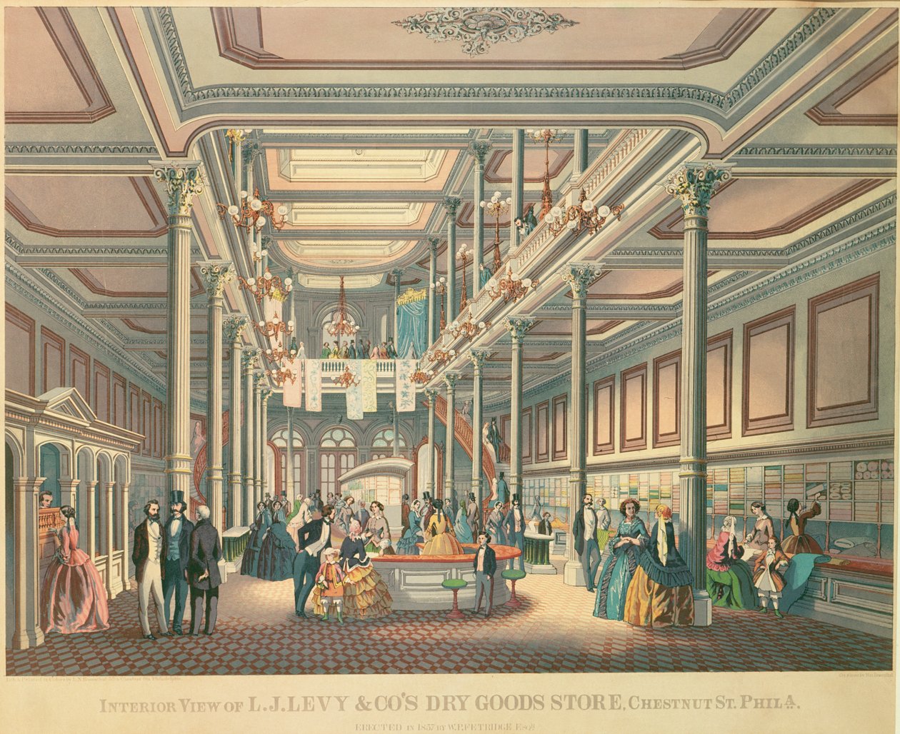 Plakatannonsering Levys Dry Goods Store, Philadephia, utgitt av LN Rosenthal, 1857 av American School
