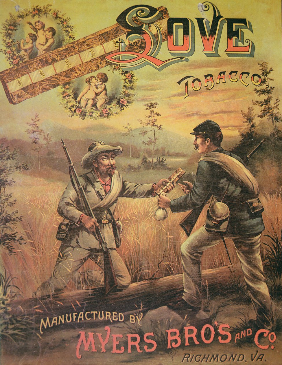 Plakatannonsering 'Love Tobacco' produsert av Myers Bros. & Co., Richmond, Virginia av American School