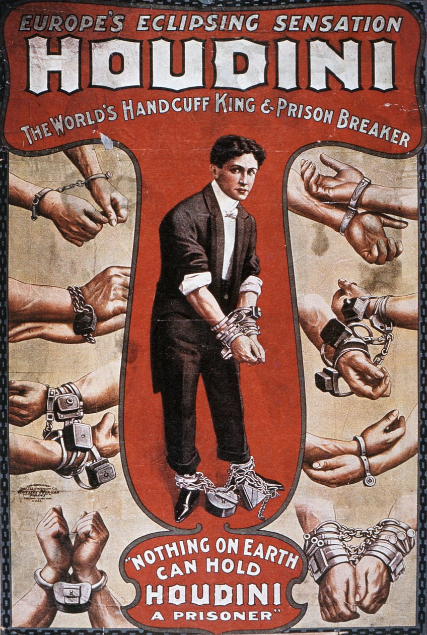 Plakat som reklamerer for en forestilling av Houdini av American School