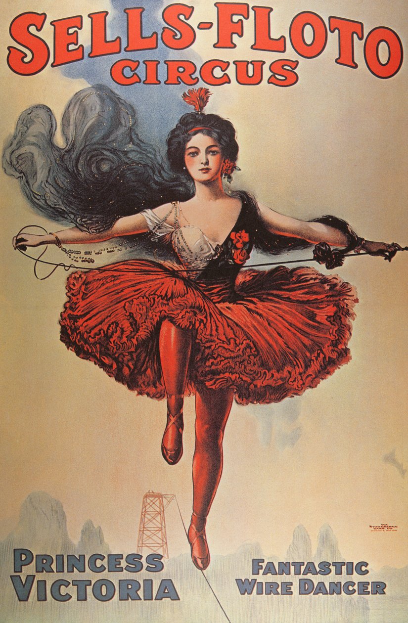Plakat som reklamerer for «Sells-Floto Circus» av American School
