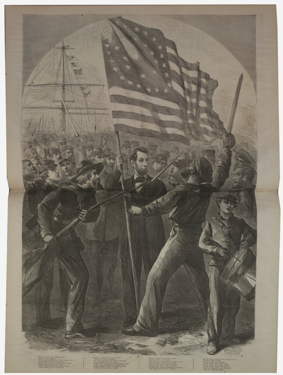 President Lincoln blir involvert i slaget ved Fort Stevens, illustrasjon fra "Harper
