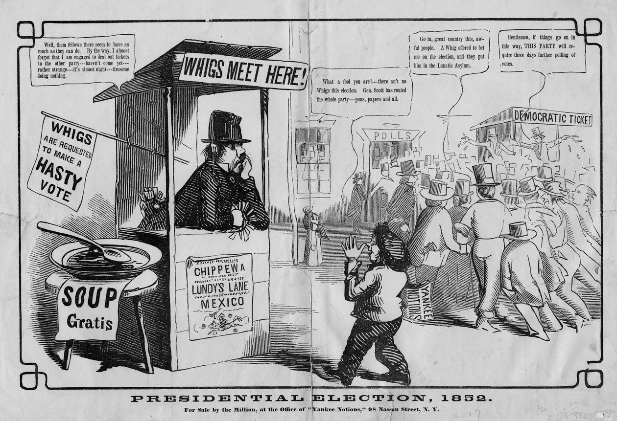 Presidentvalg, 1852, utgitt av Thomas W Strong, New York, 1852 av American School