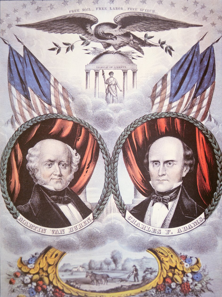 Presidentkampanjeplakat som viser Martin van Buren (1782-1862) og Charles F. Adams (1807-86) for 