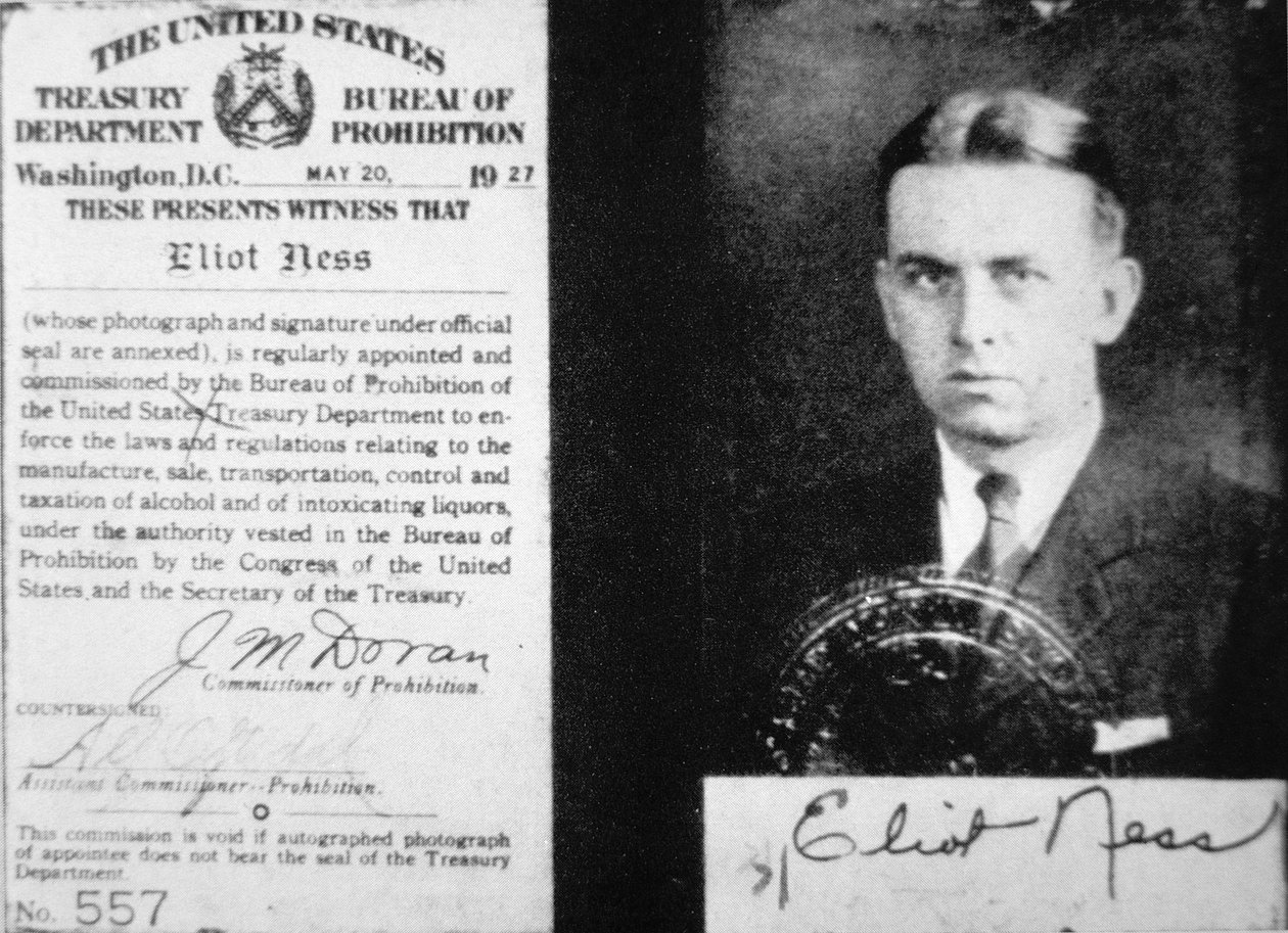 Forbudsagent ID-kort til Eliot Ness (1903-57) datert 20. mai av American School