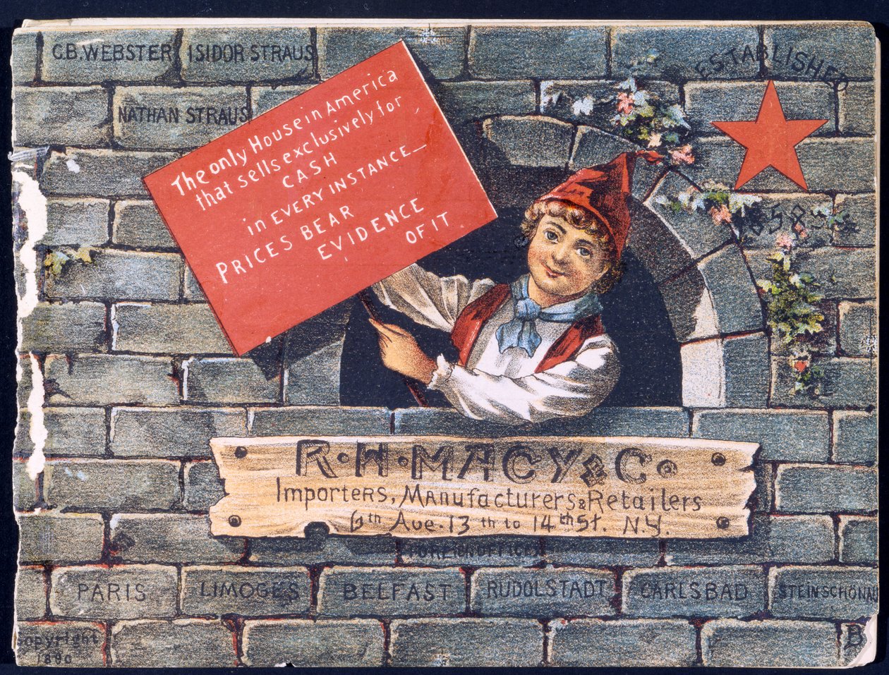 R.H. Macy & Co. Importører, produsenter og forhandlere [katalogforside], 1890 av American School