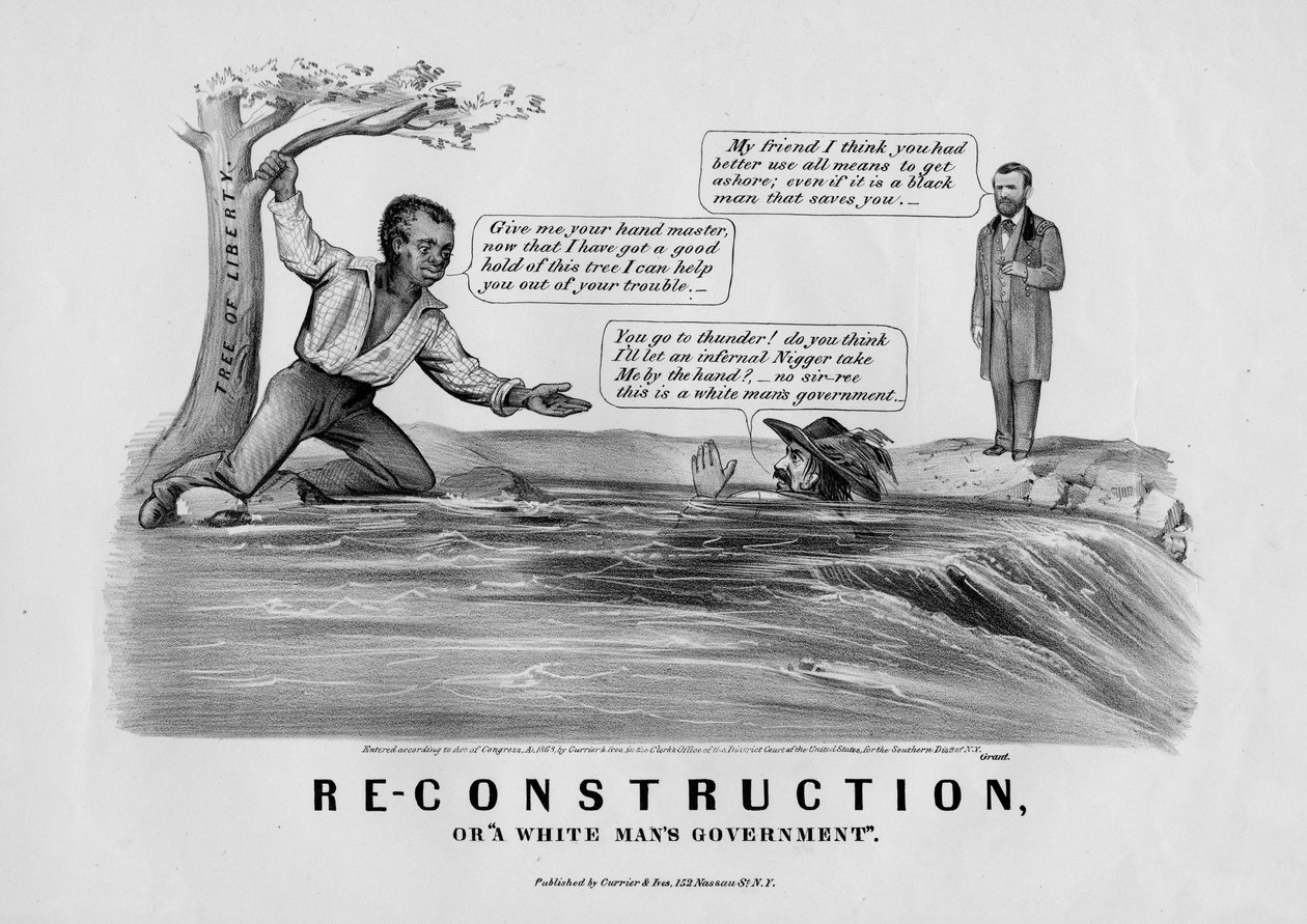 Re-construction, eller, A white mans Government, utgitt av Currier & Ives, New York, 1868 av American School