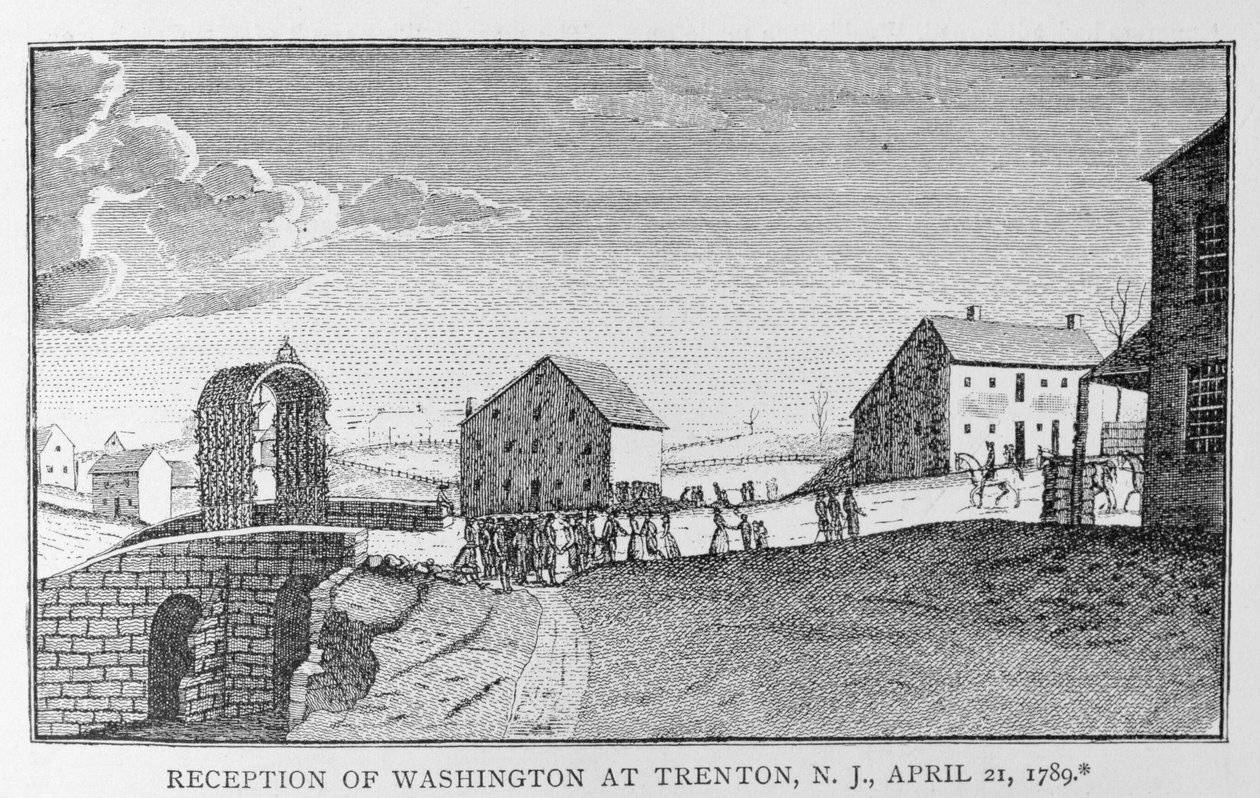 Mottakelse av Washington i Trenton, New Jersey, 21. april 1789, fra 