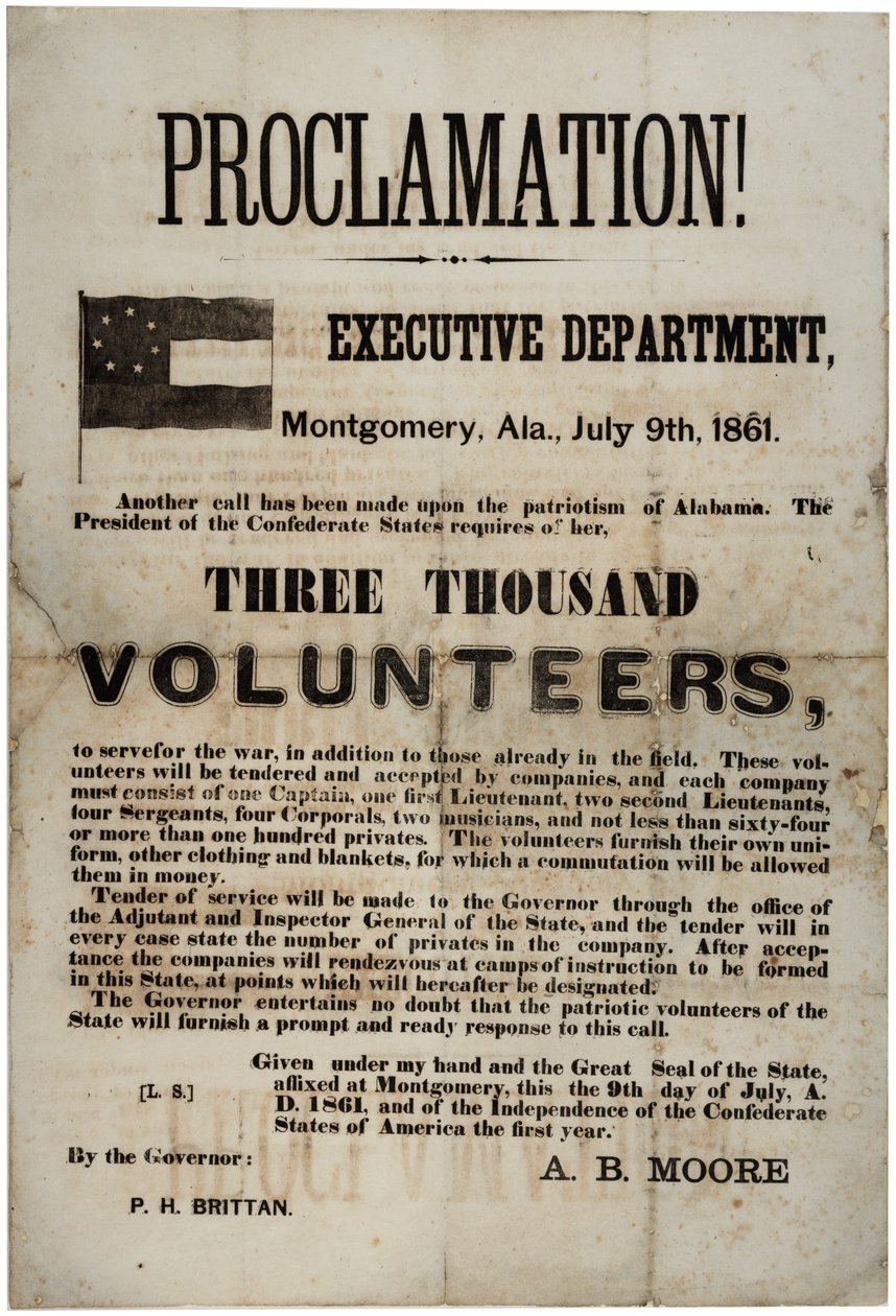 Rekruttering som ber om tre tusen frivillige, 9. juli 1861 av American School