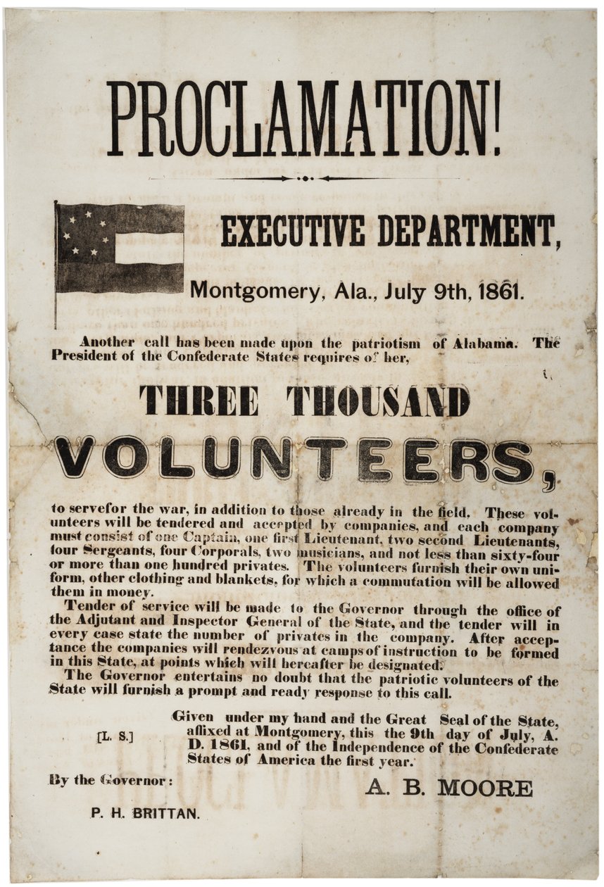 Rekruttering som ber om tre tusen frivillige, 9. juli 1861 av American School