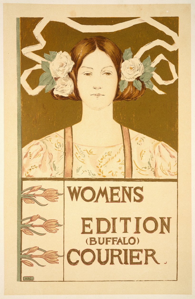 Reproduksjon av en plakat som reklamerer for Womens-utgaven Buffalo Courier av American School