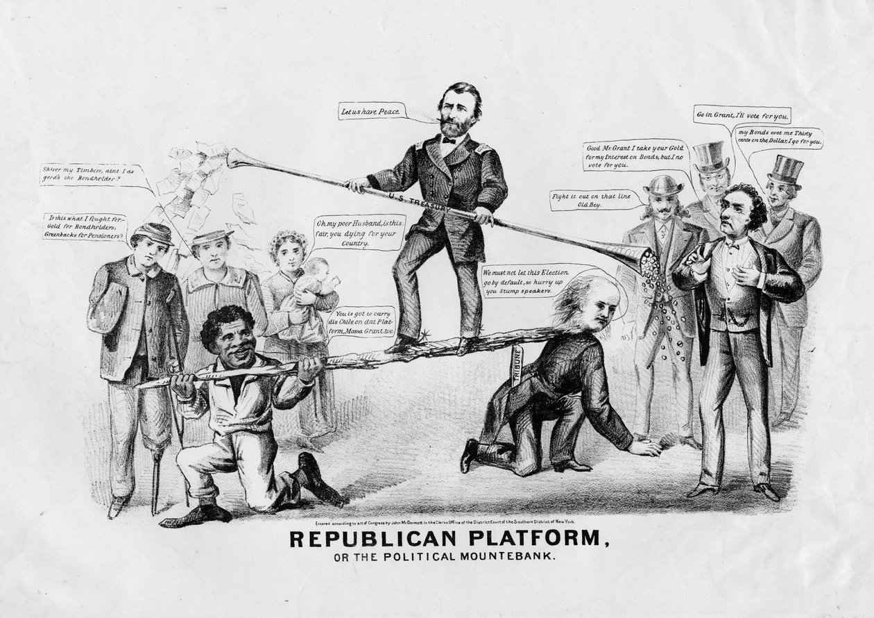 Republikansk plattform, eller, Den politiske mountebank, utgitt av John McDermott, New York, 1868 av American School