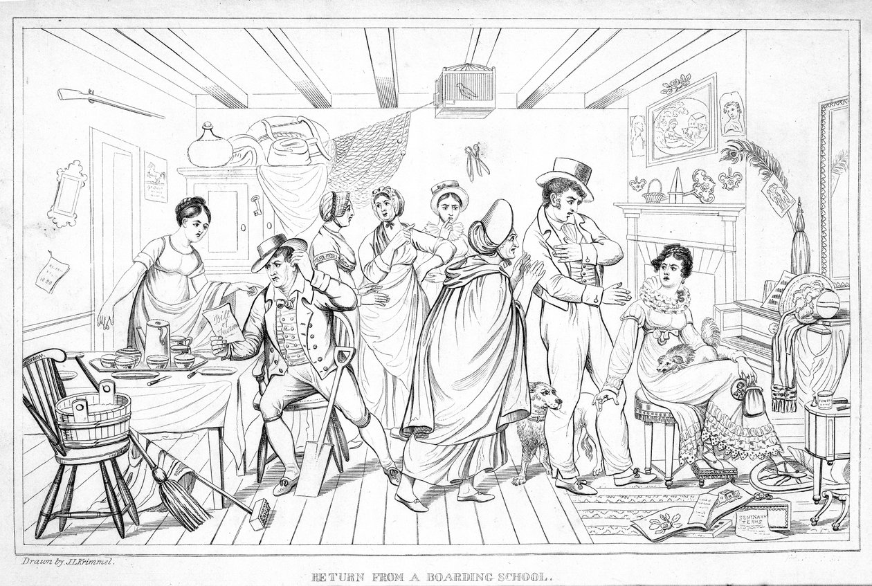 Return from Boarding School, fra Analectic Magazine, v.2., 1820 (se 257118) av American School