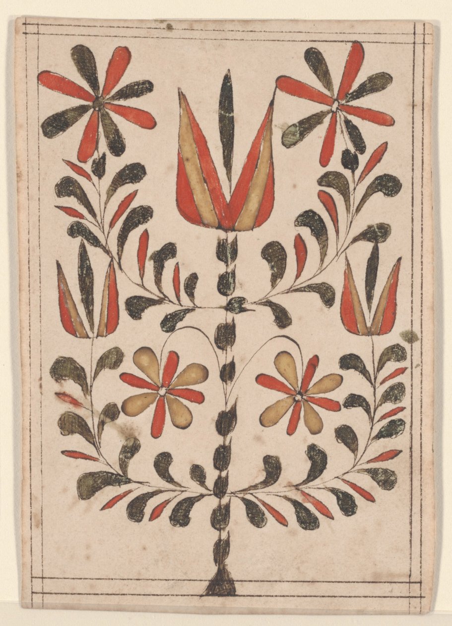 Reward of Merit (Belohnung), Fraktur Painting (penn og blekk med wc på papir) av American School