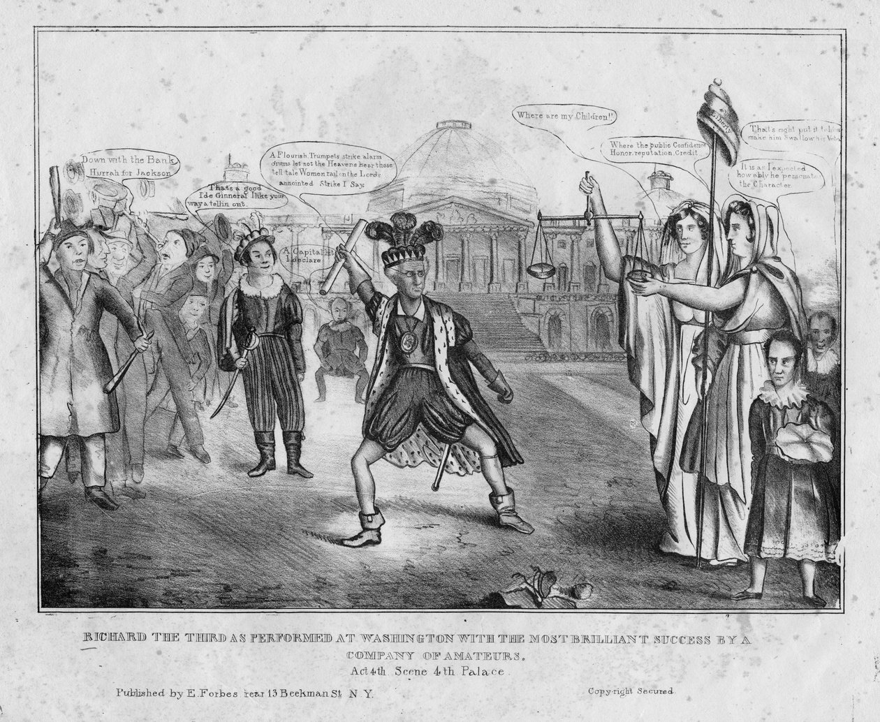 Richard den tredje fremført i Washington med den mest strålende suksess av et selskap av amatører, ca. 1834 av American School