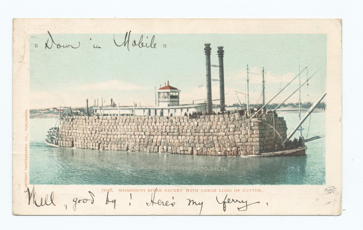 River Packet, Load of Cotton, South (farge litho) av American School