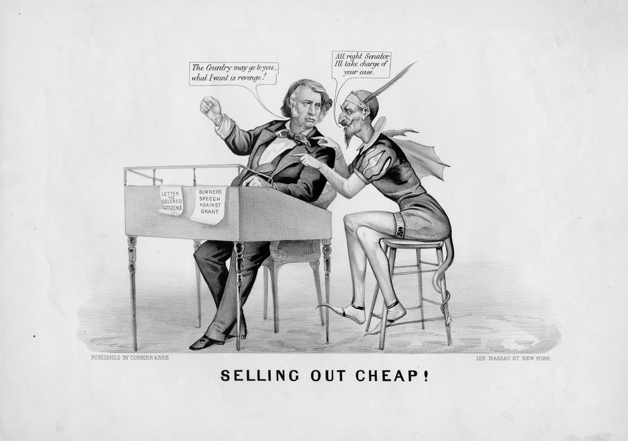 Selger ut billig!, utgitt av Currier & Ives, New York, ca. 1870 av American School