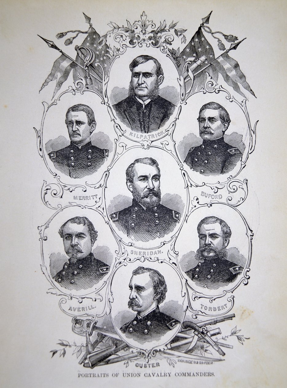 Syv portretter av fremtredende kavalerikommandører for unionshæren (litho) av American School