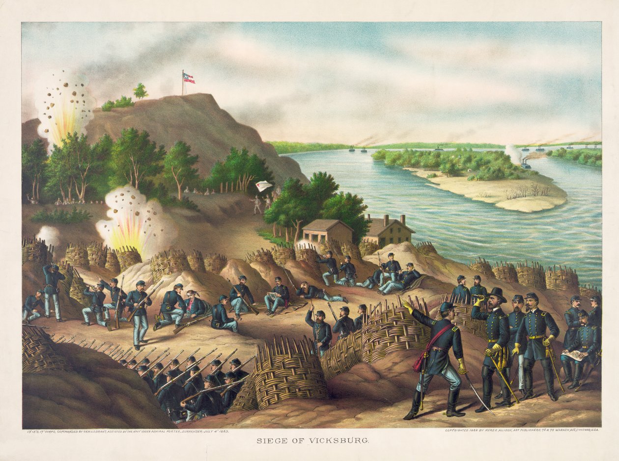 Beleiring av Vicksburg--Surrender, 4. juli 1863, pub. 1888. av American School