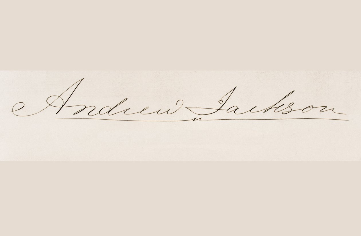 Signaturen til Andrew Jackson av American School