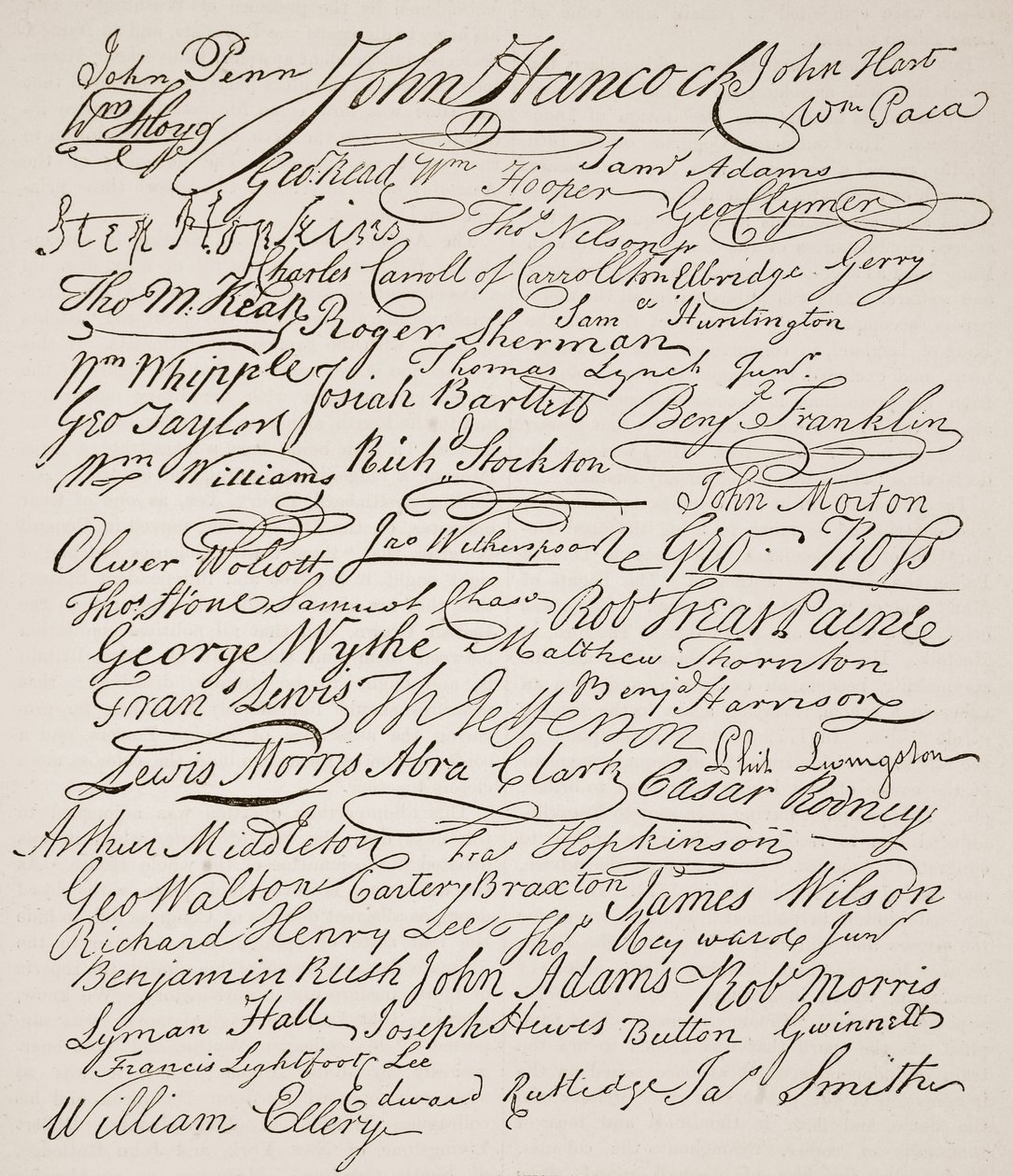 Signaturer til uavhengighetserklæringen, 1776, illustrasjon fra Cassells Illustrated History of England (sepia-foto) av American School