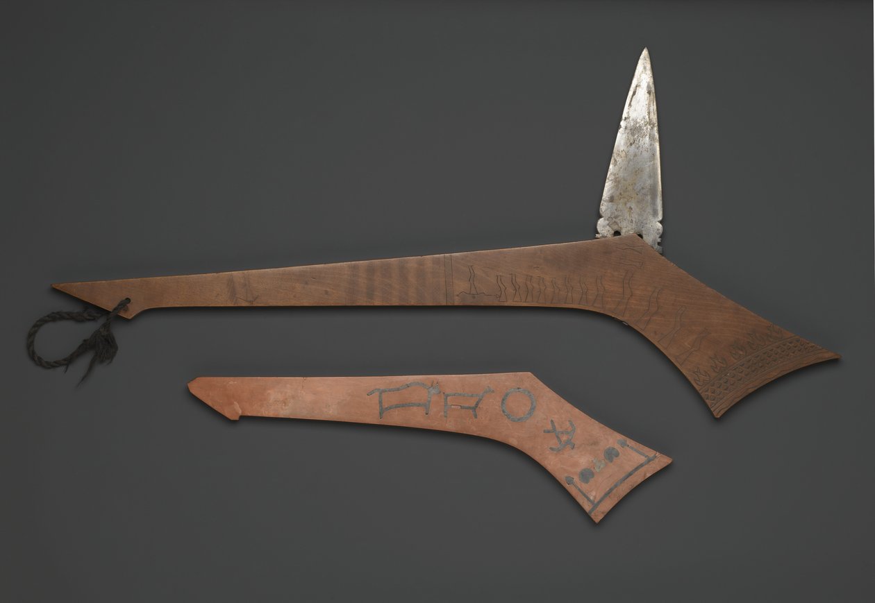 Sioux krigsklubb, fra Fort Snelling, Minnesota (tre og metall) av American School
