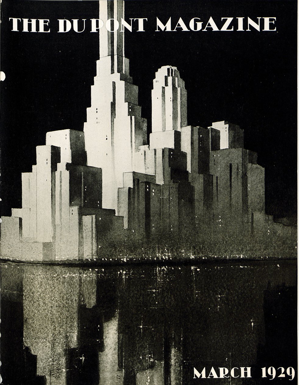 Skyskrapere, forsiden av DuPont Magazine, mars 1929 av American School