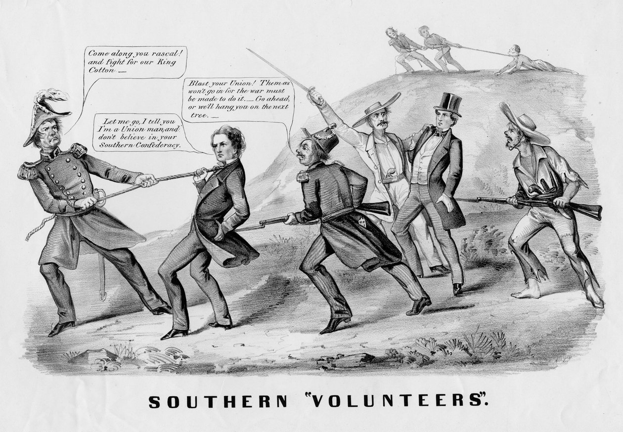 Sørlige frivillige, utgitt av Currier & Ives, New York, ca. 1862 av American School