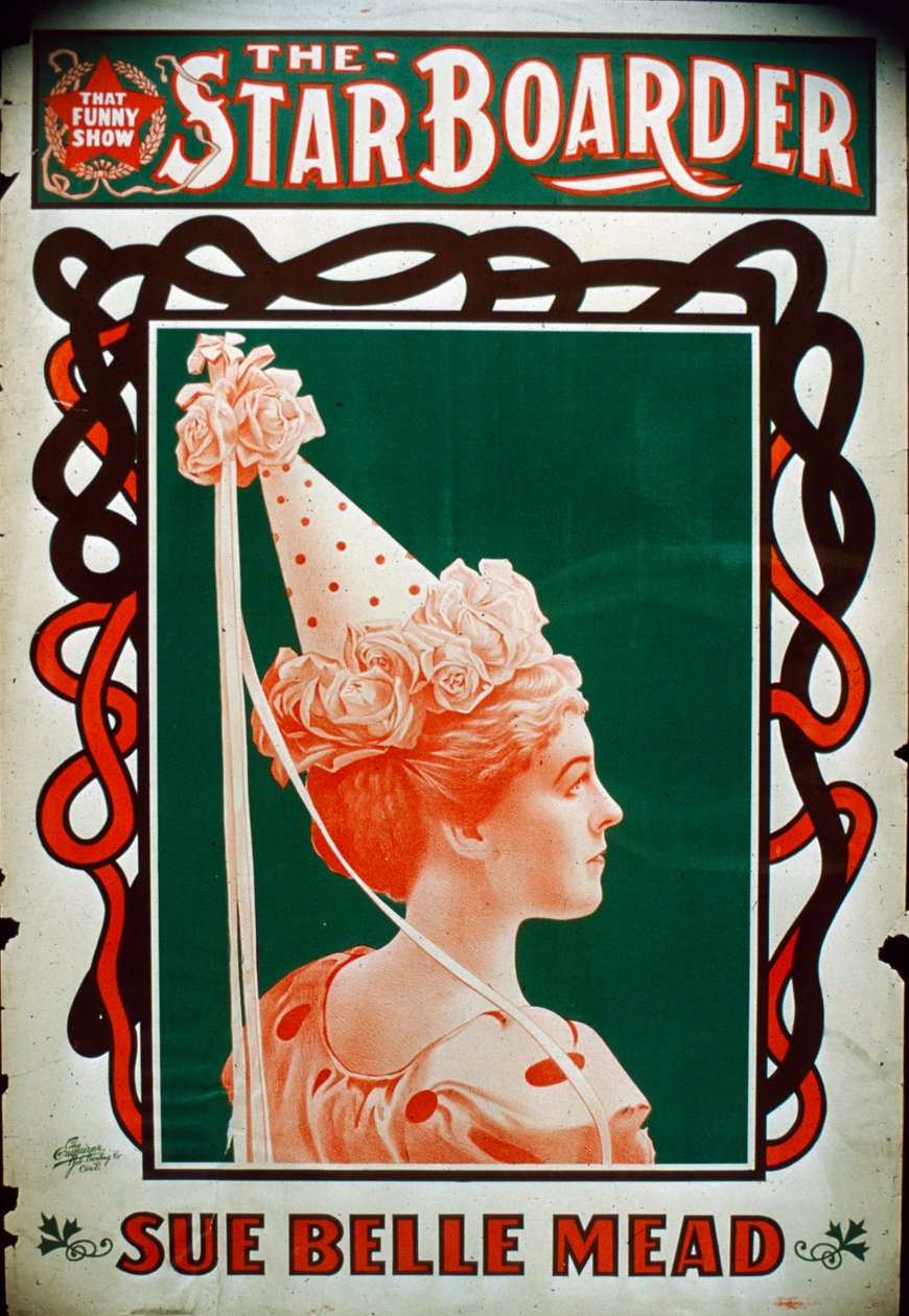 Star Boarder Theatre-plakat med skuespillerinnen Sue Belle Mead, ca. 1900 av American School