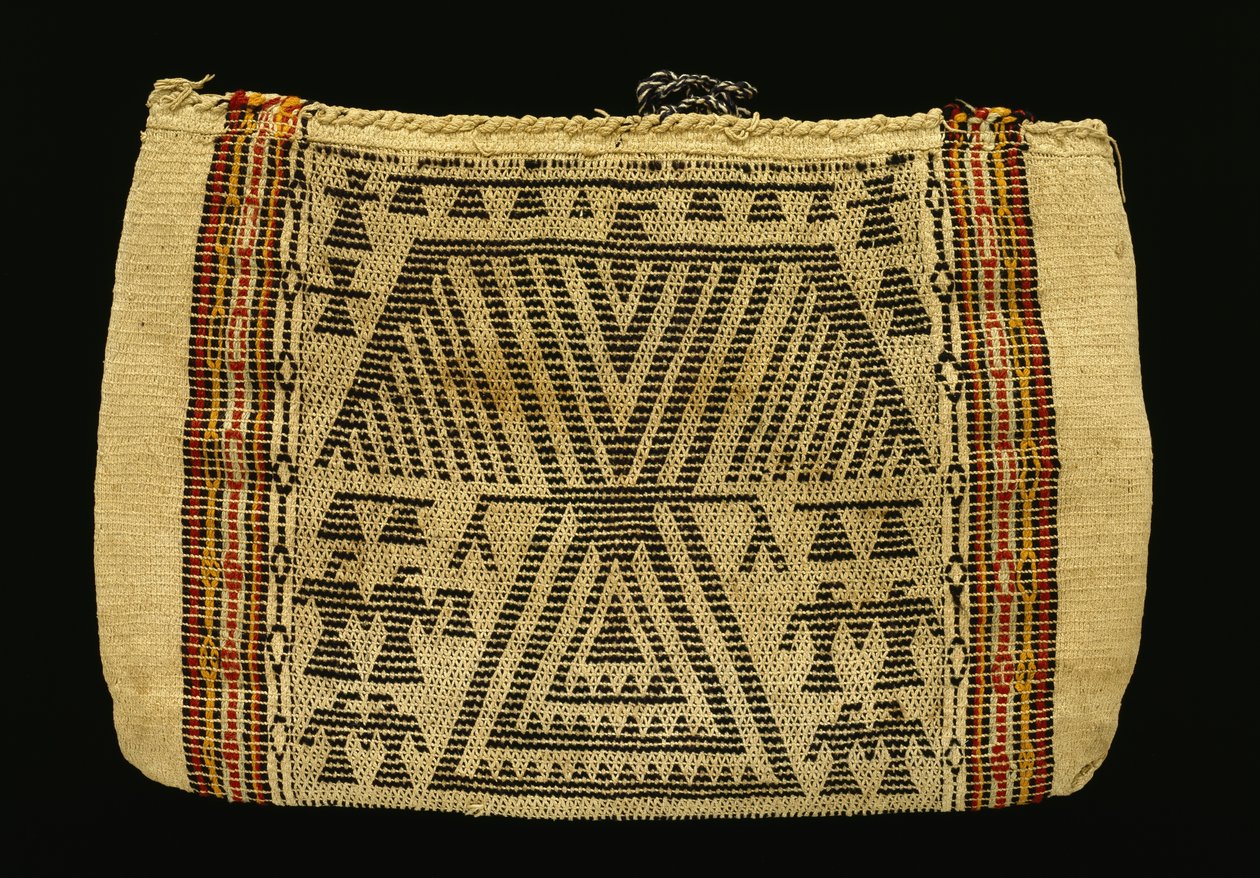 Oppbevaringspose, Potawatomi, ca. 1890 (bomullsgarn og ullgarn) (se også 340992) av American School