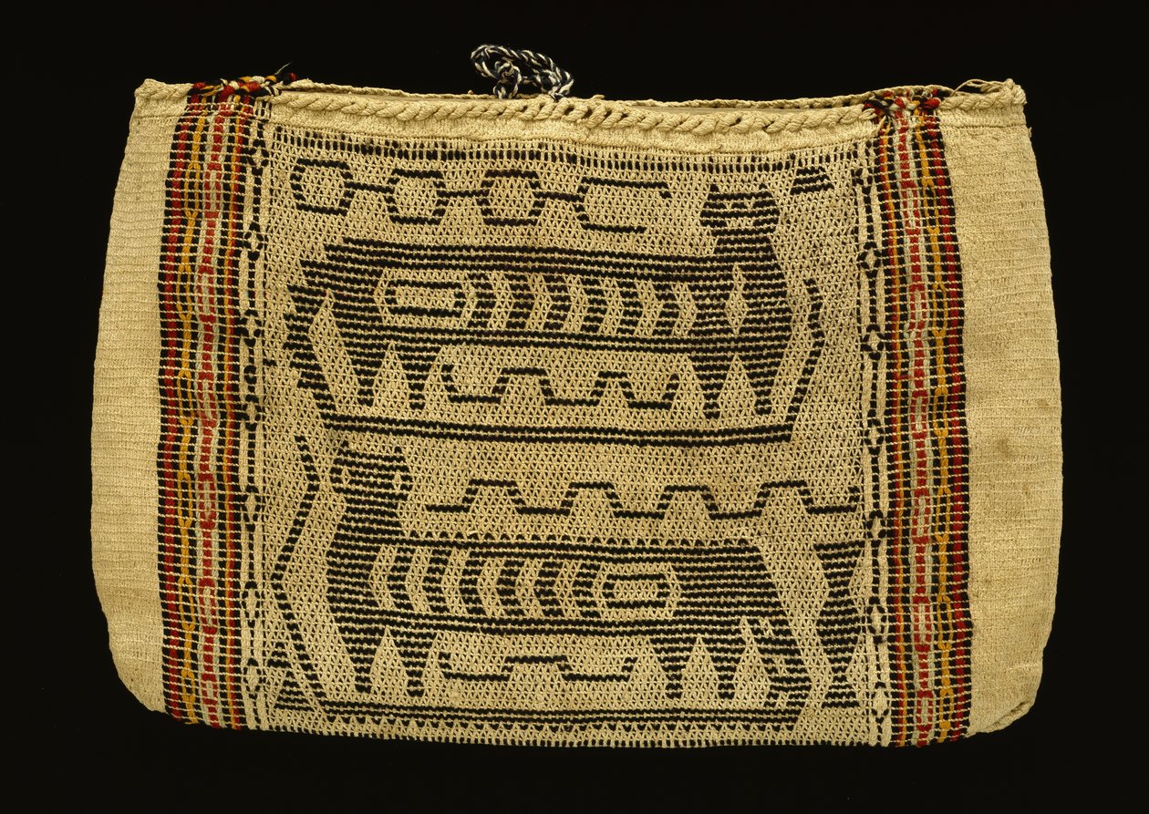 Oppbevaringspose, Potawatomi, ca. 1890 (bomullsgarn og ullgarn) (se også 340993) av American School