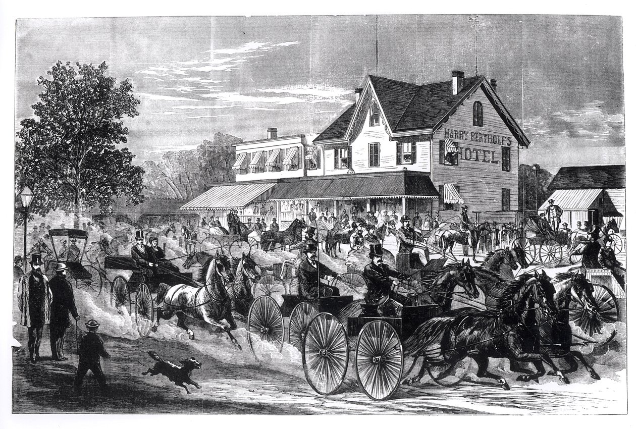 Gatescene i New York, illustrasjon fra New York i det nittende århundre av American School