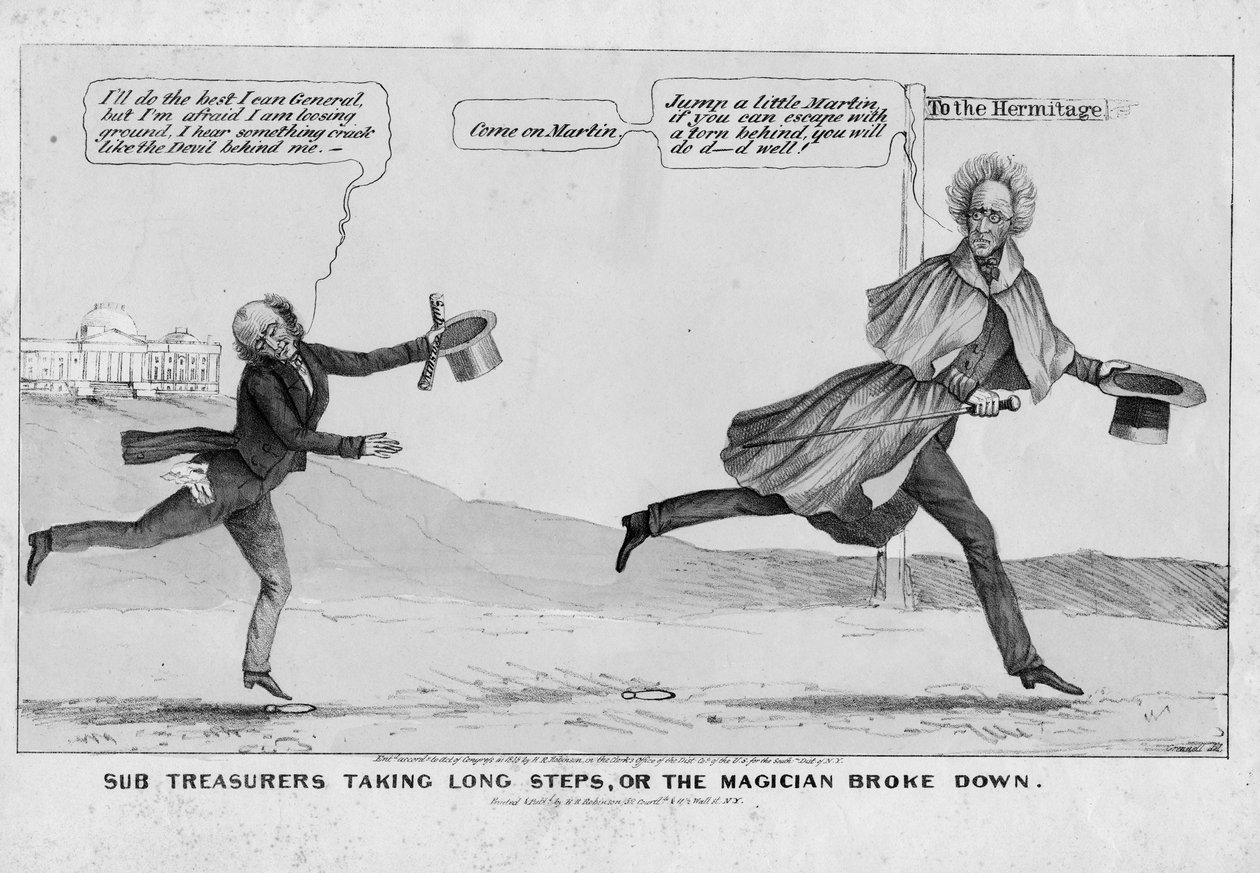 Underkasserere som tar lange skritt, eller, Magikeren brøt sammen, utgitt av H R Robinson, New York, 1838 av American School