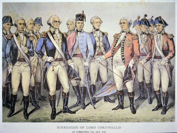 Overgivelse av Lord Cornwallis i Yorktown, Virginia av American School