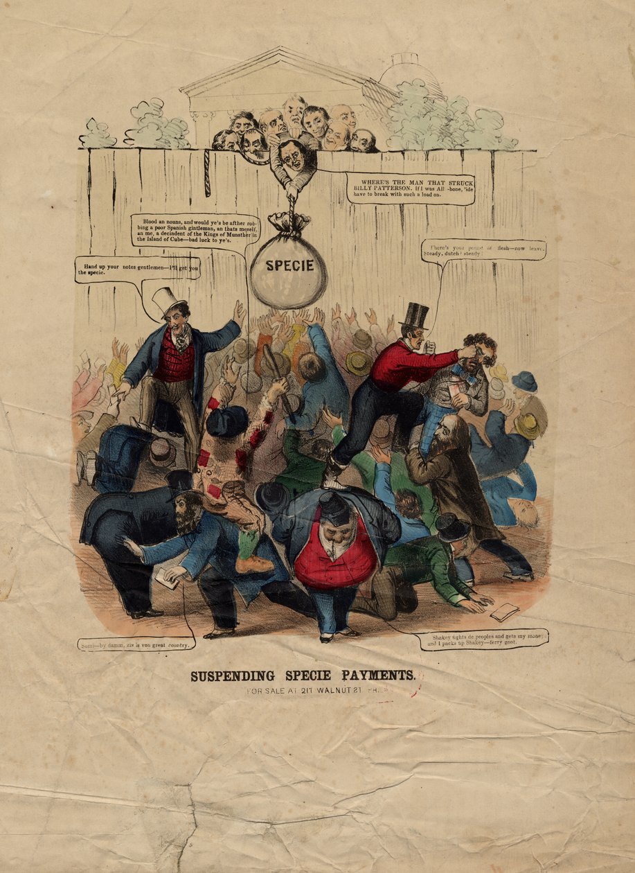 Suspendering av artsbetalinger, publisert i Philadelphia, ca. 1857 av American School