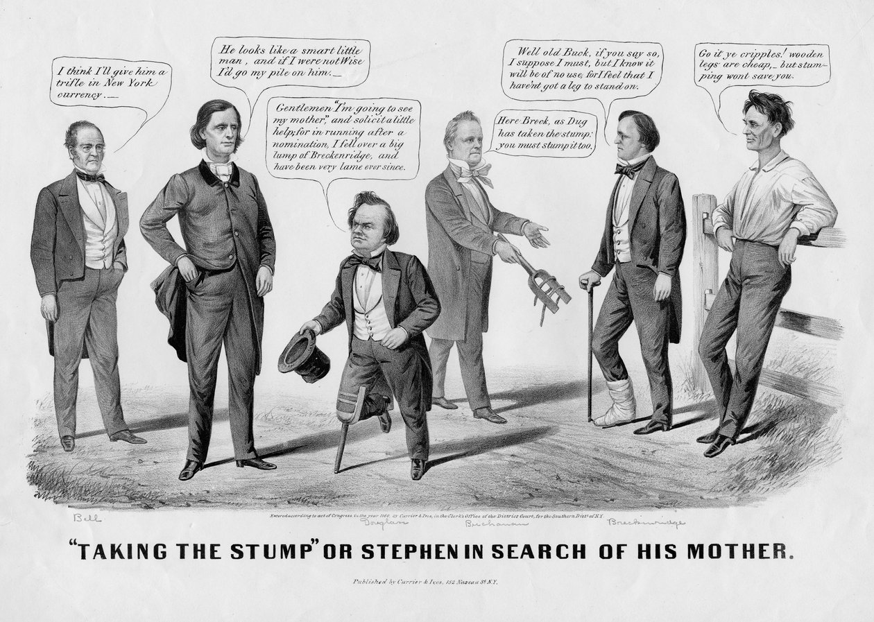 Å ta stubben, eller Stephen på jakt etter moren sin, utgitt av Currer & Ives, New York, 1860 av American School