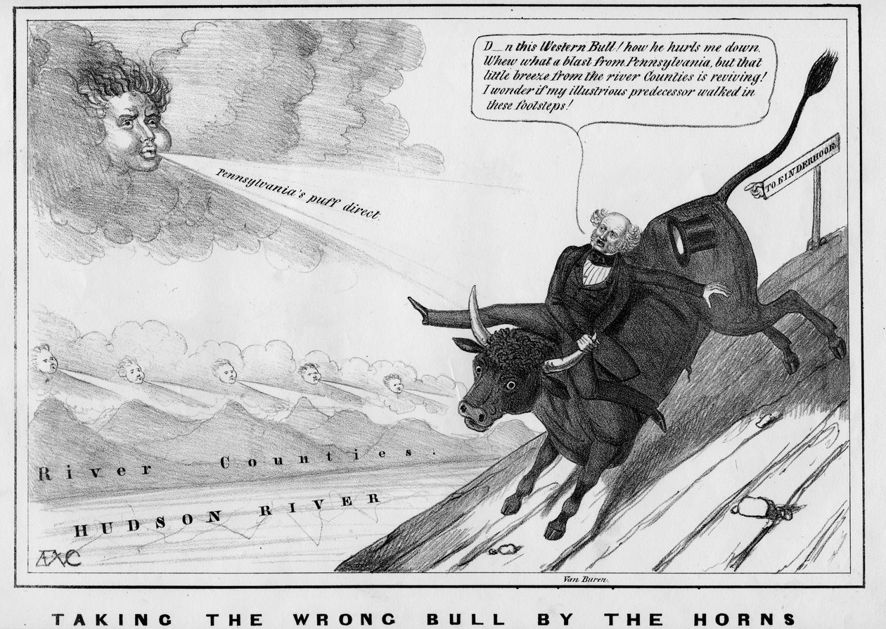 Å ta feil okse ved hornene, utgitt av John Childs, New York, ca. 1840, av American School