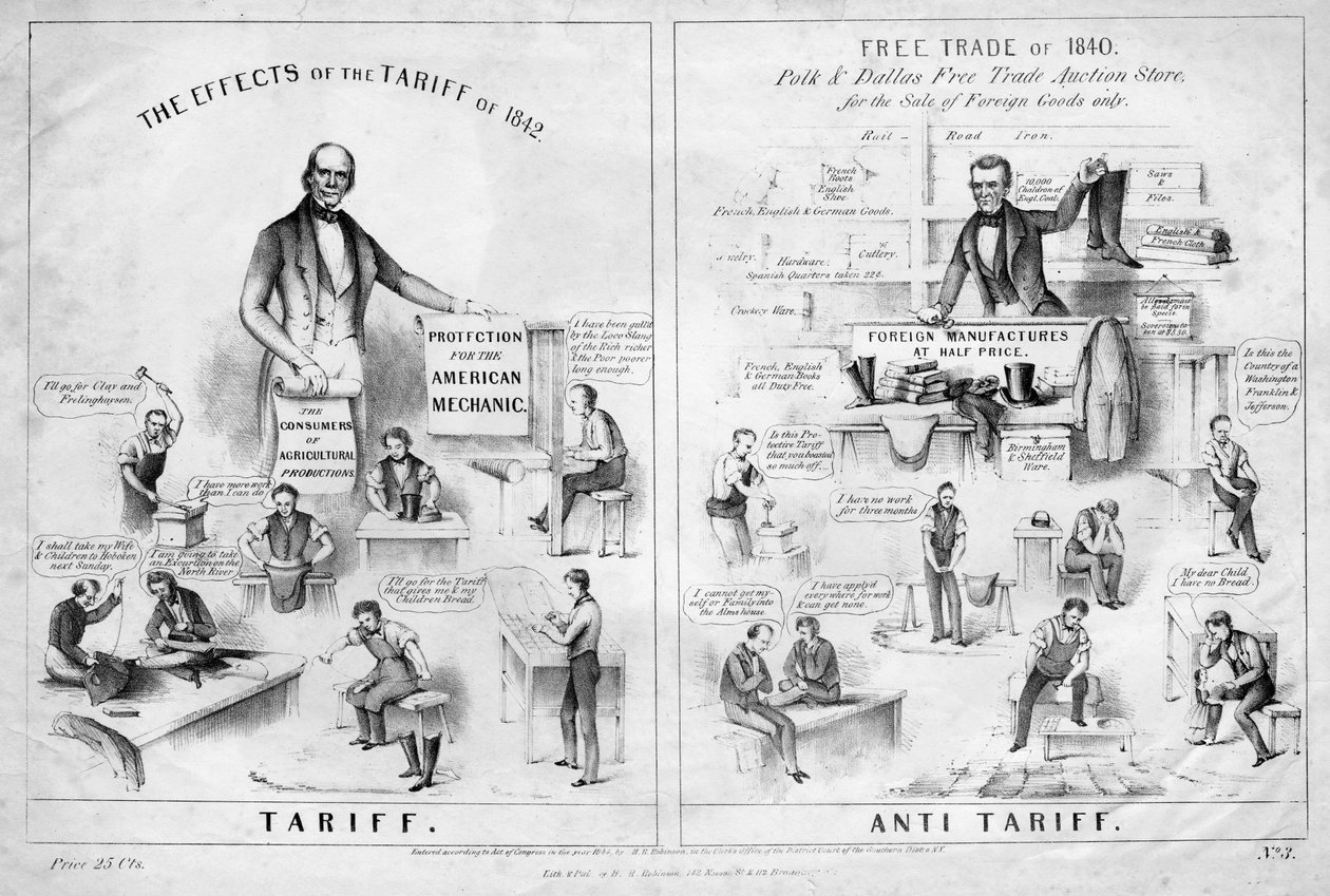 Tariff, antitariff, utgitt av HR Robinson, New York, 1844 av American School